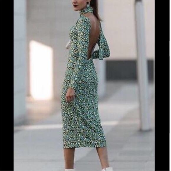 Zara Midi Floral Dress Size Medium - Picture 5 of 16